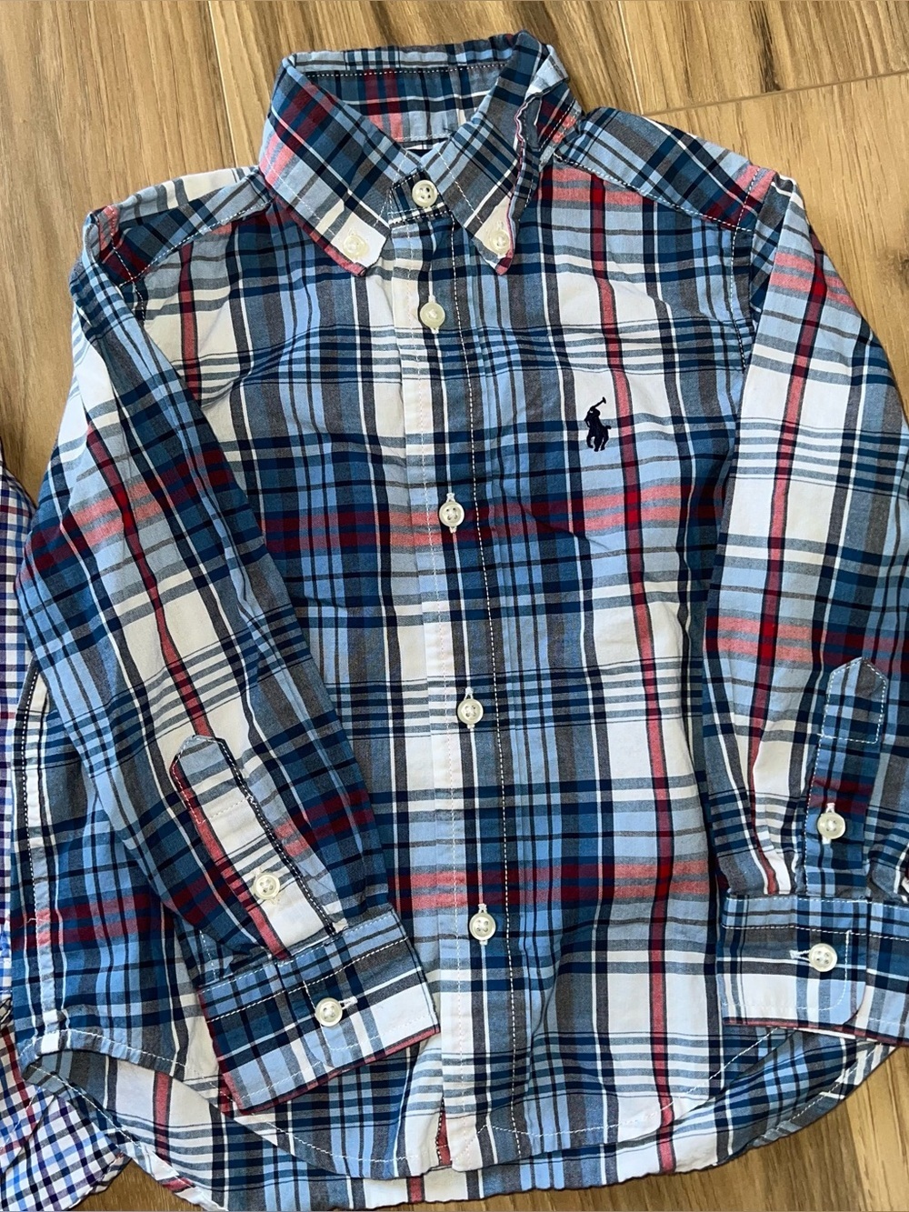 Ralph Lauren Toddler Boys Plaid Button Up Dress Shirt Bundle 2T Blue Pony Logo - Picture 2 of 9